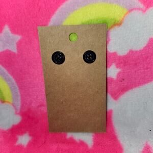 Small Black Button Silver Stud Earrings